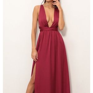 Medium Merlot Satin Maxi Dress Samara Lucy In The Sky